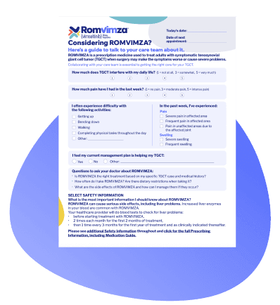 ROMVIMZA® (vimseltinib) doctor discussion guide
