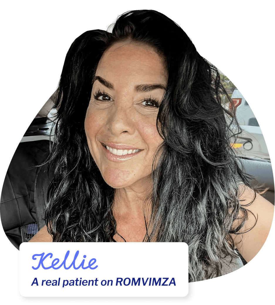 Kellie, a ROMVIMZA® (vimseltinib) patient with TGCT (tenosynovial giant cell tumor)