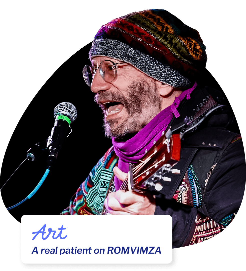 Art, a ROMVIMZA® (vimseltinib) patient with TGCT (tenosynovial giant cell tumor)