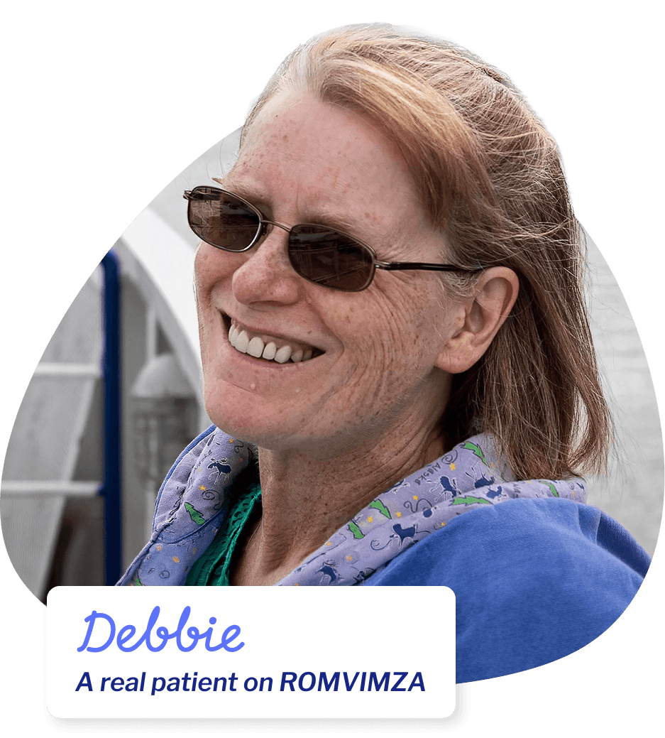 Debbie, a ROMVIMZA® (vimseltinib) patient with TGCT (tenosynovial giant cell tumor)